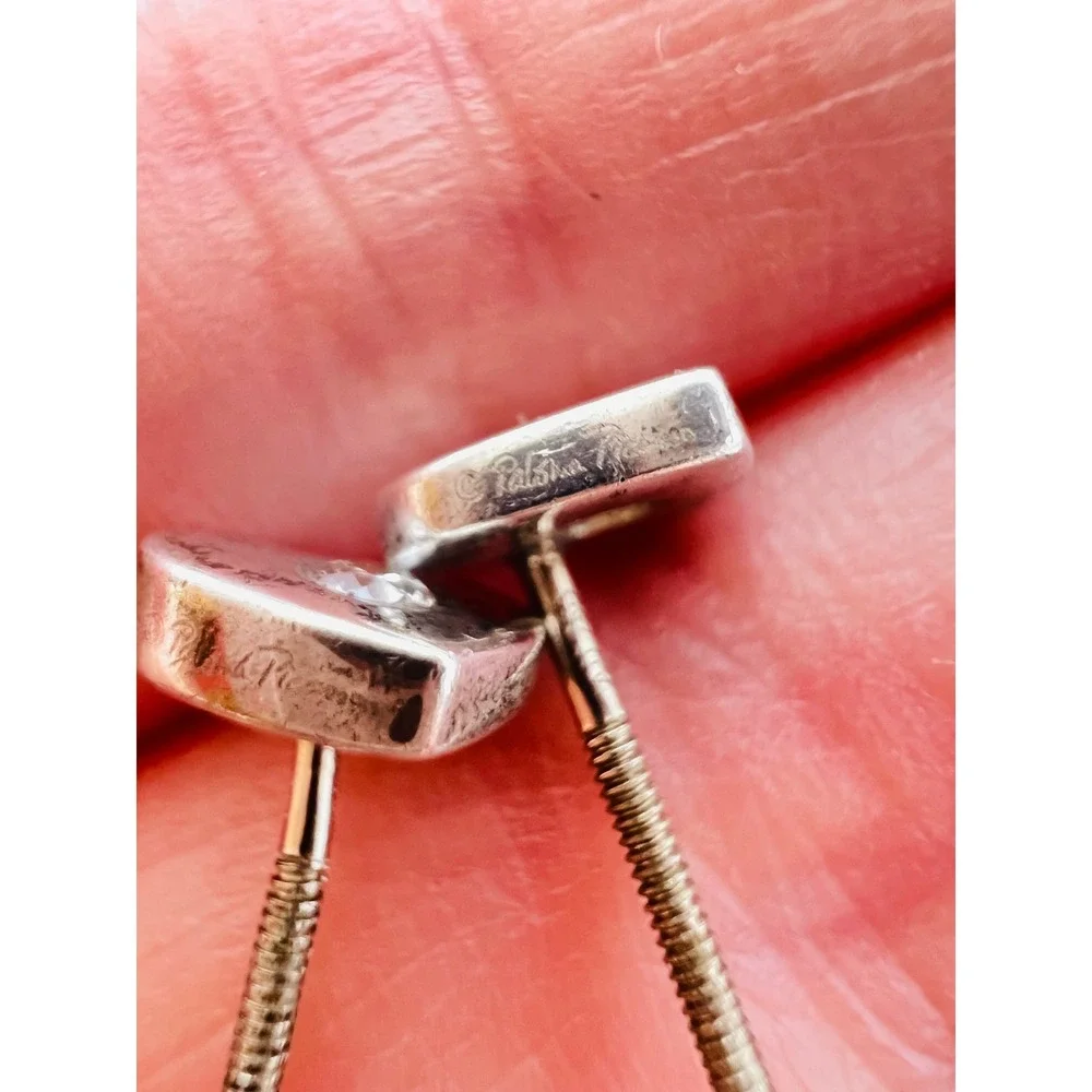 Tiffany & Co Paloma Picasso Sterling Loving Heart Diamond 18k Gold Threaded Post
